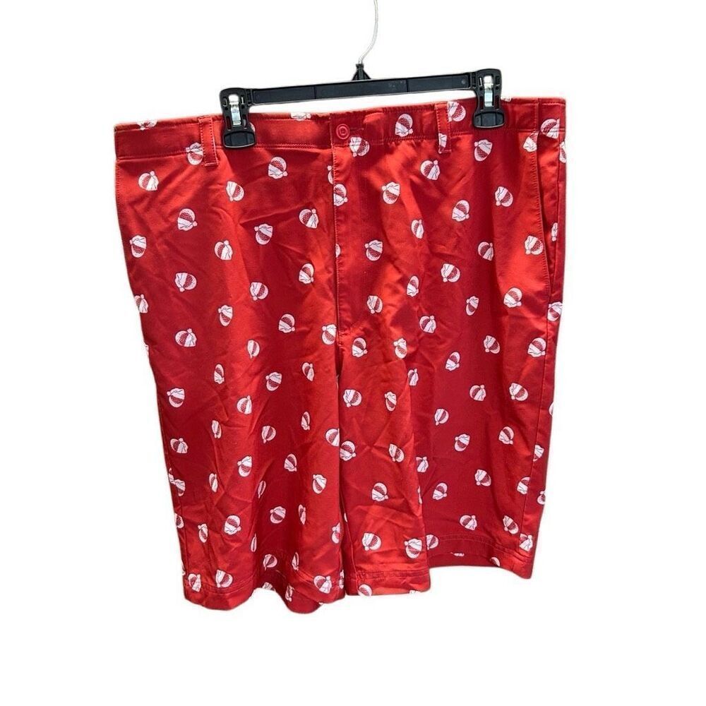 Golf America 36 Men's Christmas Santa Golf Shorts Flat Front Holiday Stretch